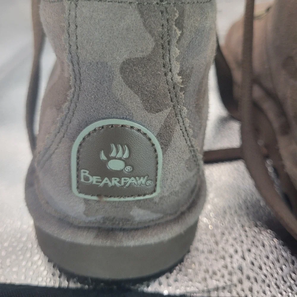 Bearpaw Boots Womens 8 Camo Lace Up Wool Suede Multicolor Marta Winter Snow